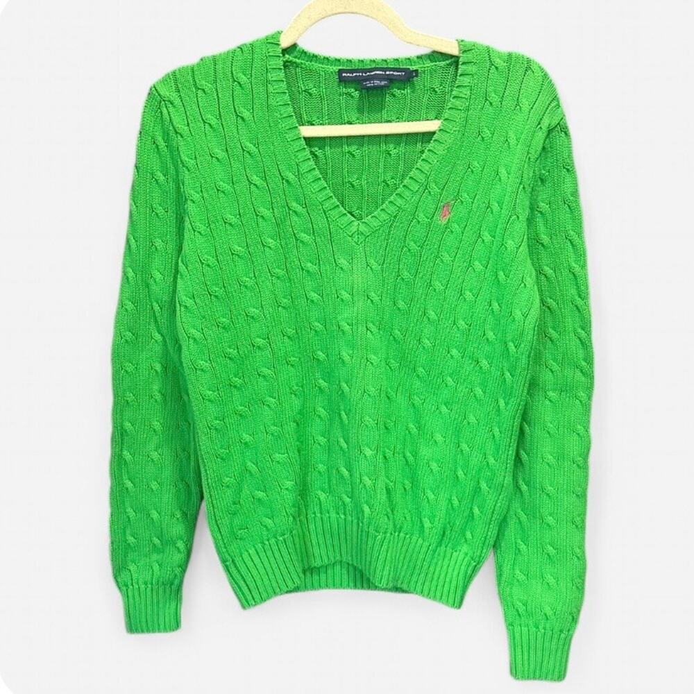 Ralph Lauren Sport Green Cable Knit Sweater - Picture 4 of 9